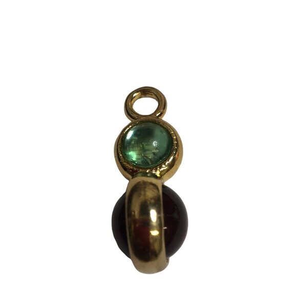 24 Gold-Tone Double-Sided Glass Charms With Red & Green Gem-Style Accents - Picture 4 of 5